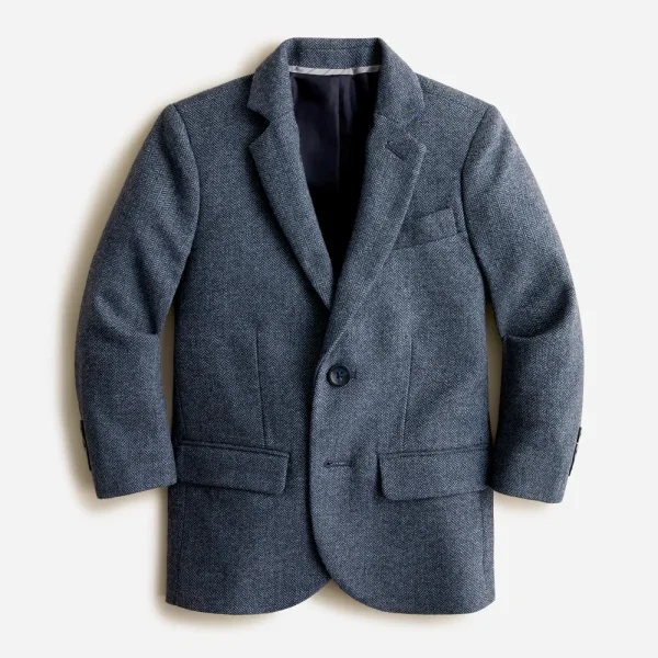 Boys’ Ludlow suit jacket in wool-blend herringbone