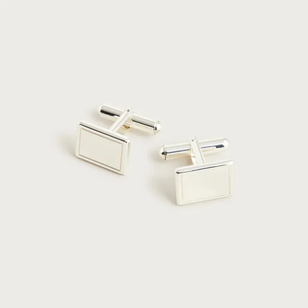 Sterling silver rectangle cuff links