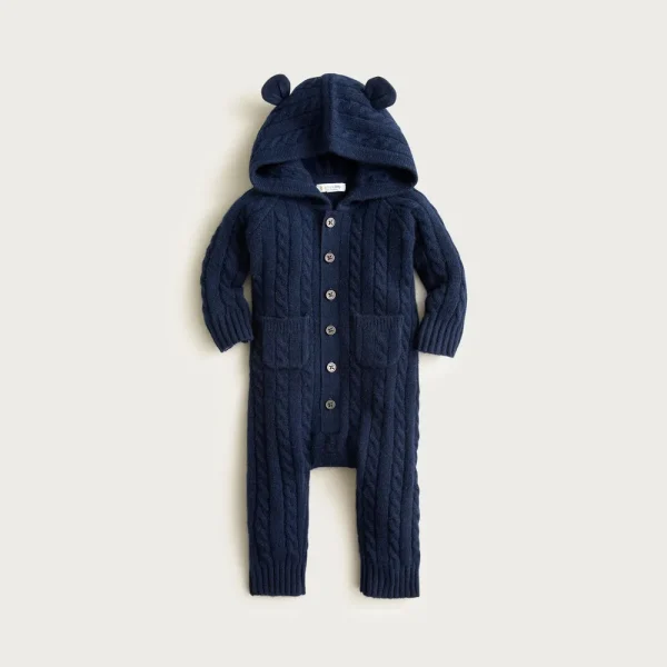 Limited-edition baby cashmere cable-knit bear one-piece