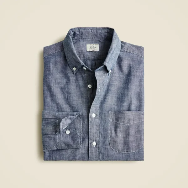 Organic cotton chambray shirt in one-year wash
