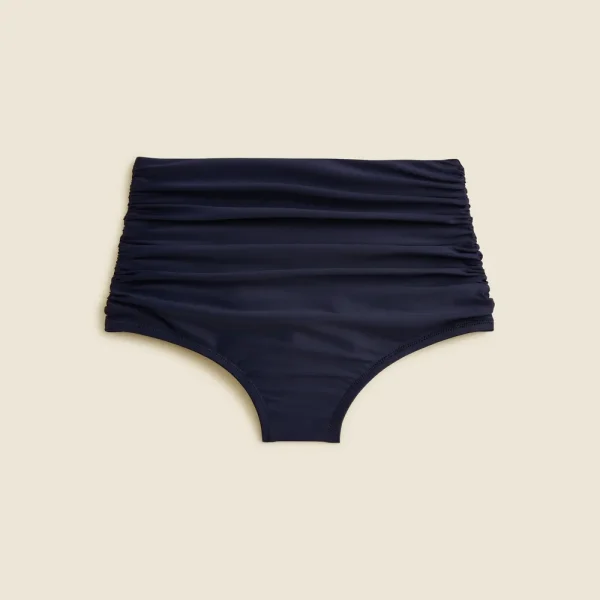 Ruched high-rise full-coverage bikini bottom