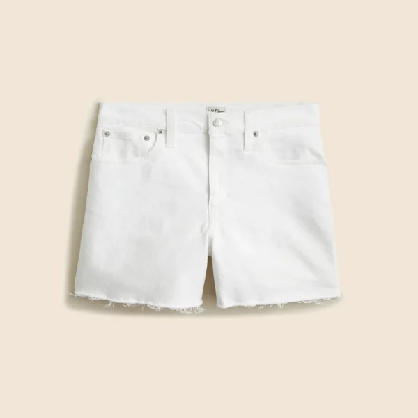 High-rise denim short in white