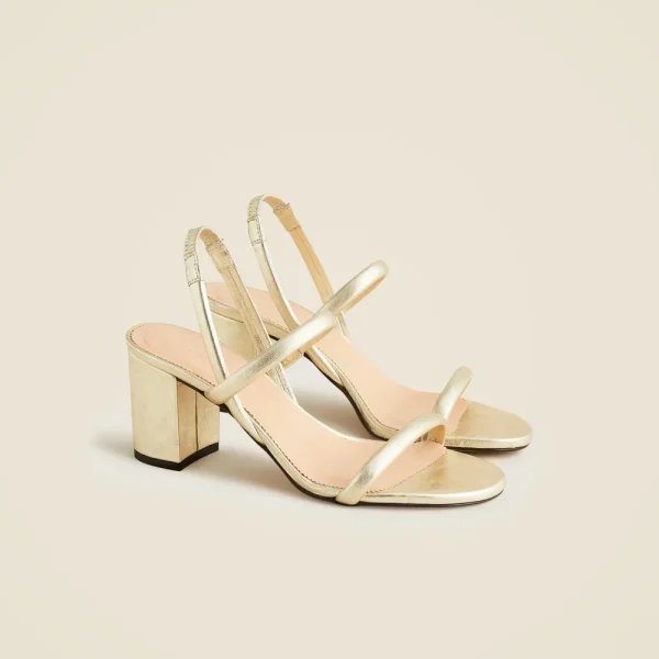 Lucie slingback block-heel sandals in metallic leather