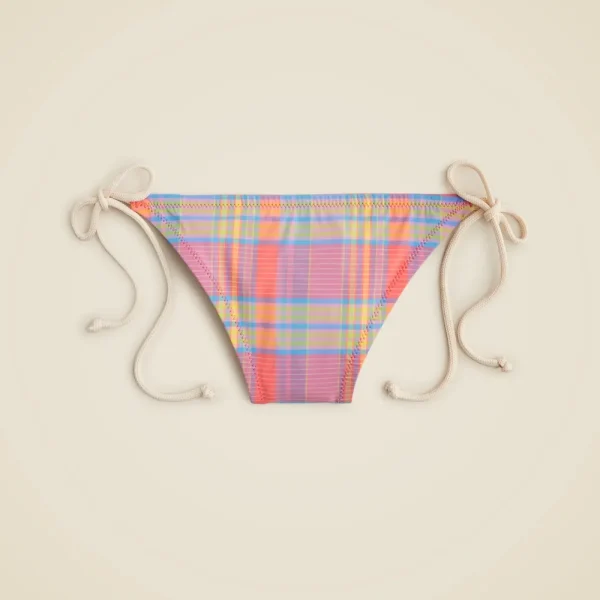 Rope string bikini bottom in sunset plaid