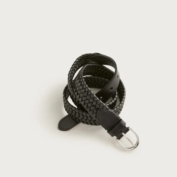 Woven elasticated Italian leather belt