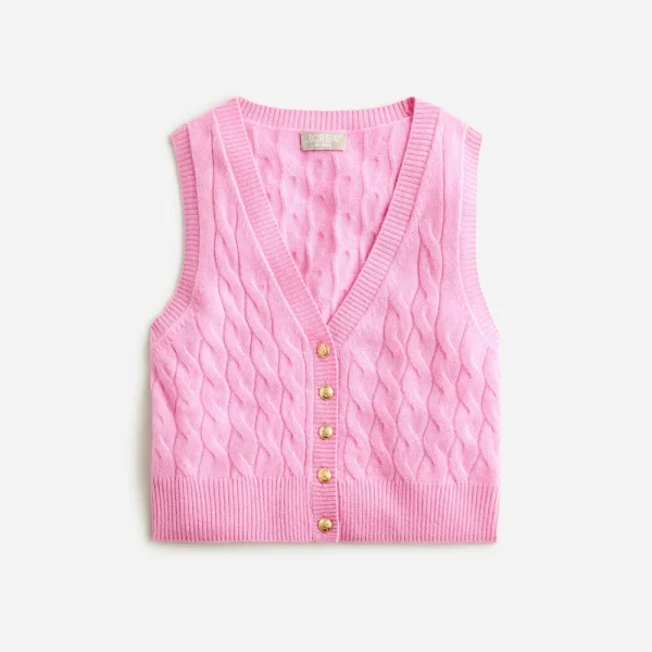 Cashmere cropped cable-knit sweater-vest