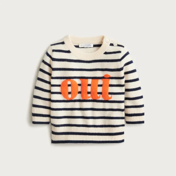Limited-edition baby cashmere “oui” crewneck sweater