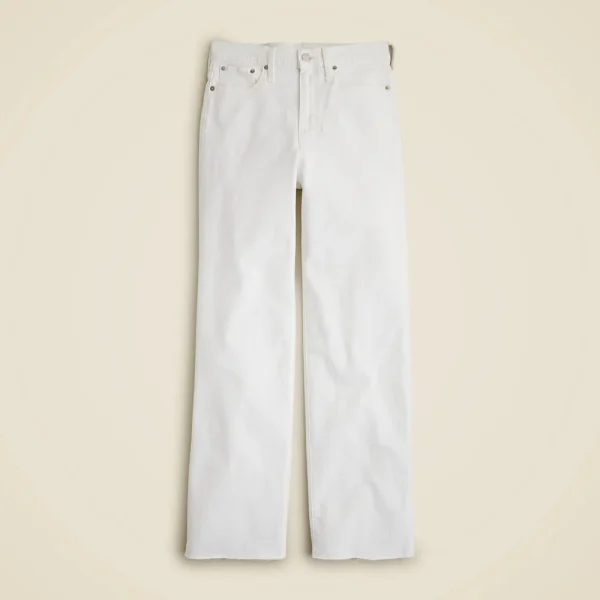 Full-length slim wide-leg jean in white