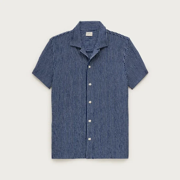 Textured camp-collar knit shirt in stripe