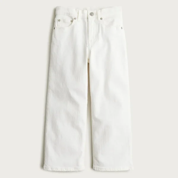 Girls’ slim wide-leg jean in white