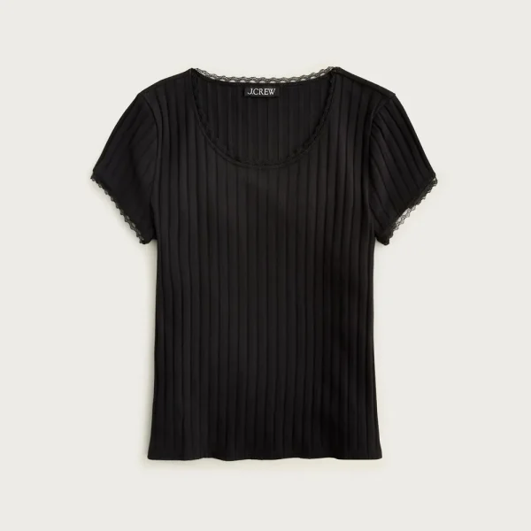 Pointelle short-sleeve T-shirt