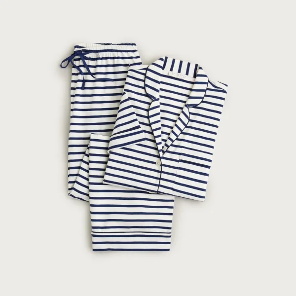 Dreamy cotton-blend short-sleeve pajama pant set in stripe