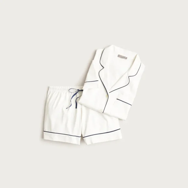 Short-sleeve pajama short set in stripe dreamy cotton blend