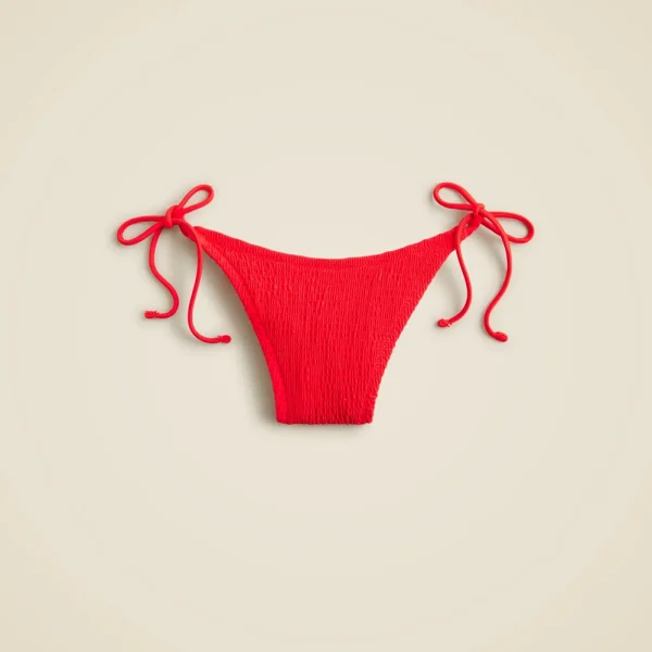 Smocked string bikini bottom