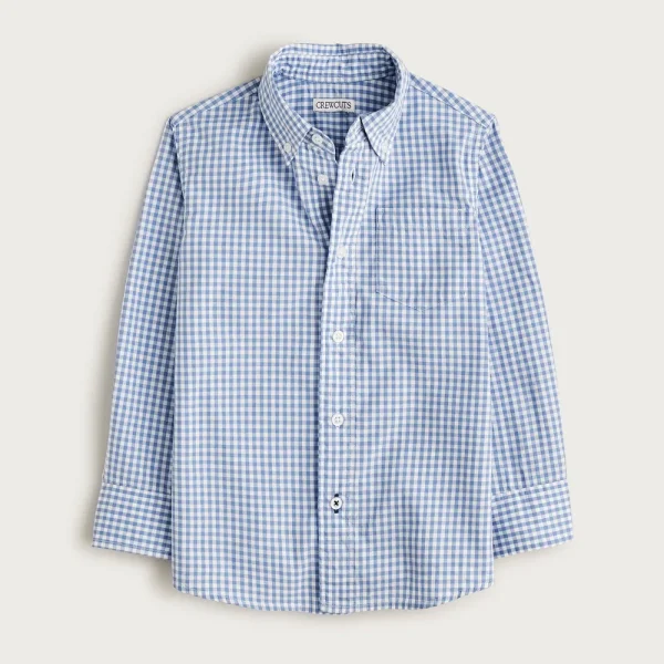 Kids’ stretch poplin button-down in gingham
