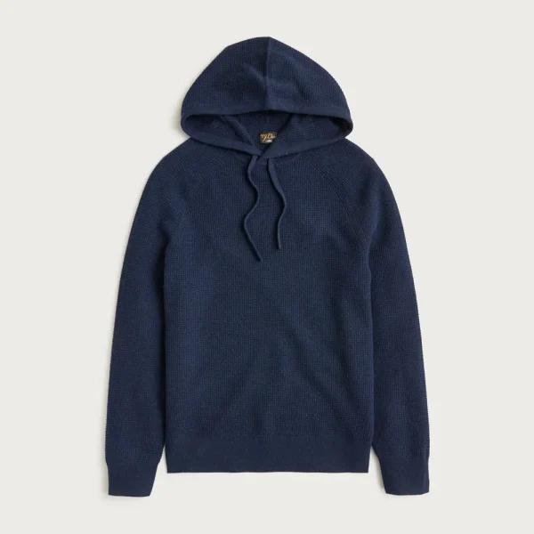 Cashmere waffle hooded sweater