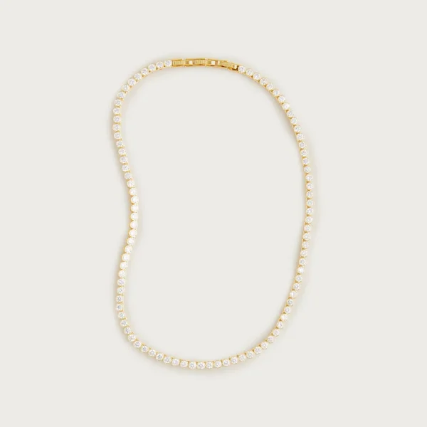 Round cubic zirconia bezel-set tennis necklace