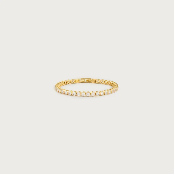 Round cubic zirconia bezel-set tennis bracelet
