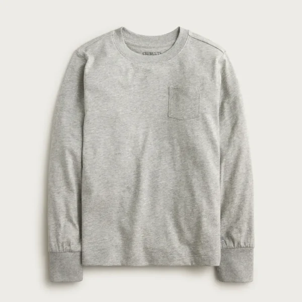 Kids’ long-sleeve garment-dyed pocket T-shirt in broken-in-jersey