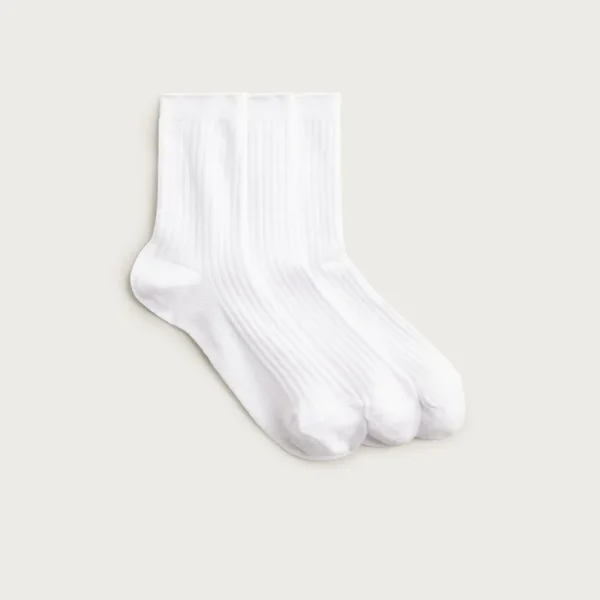 Ribbed cotton bootie socks three-pack