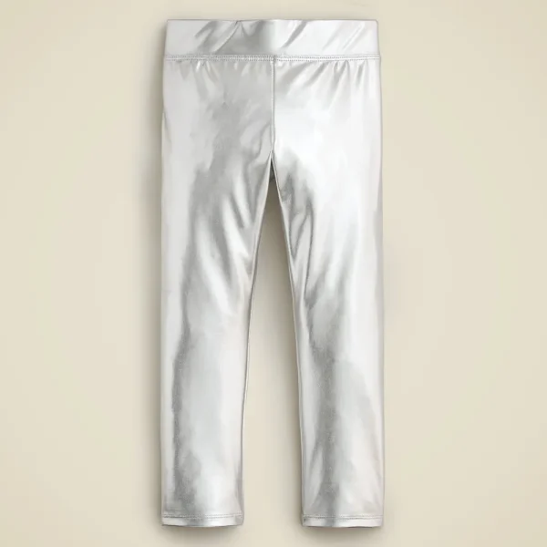 Girls’ metallic faux-leather leggings
