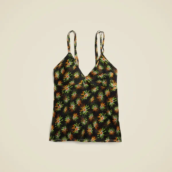 Crinkle chiffon camisole top in sunburst floral
