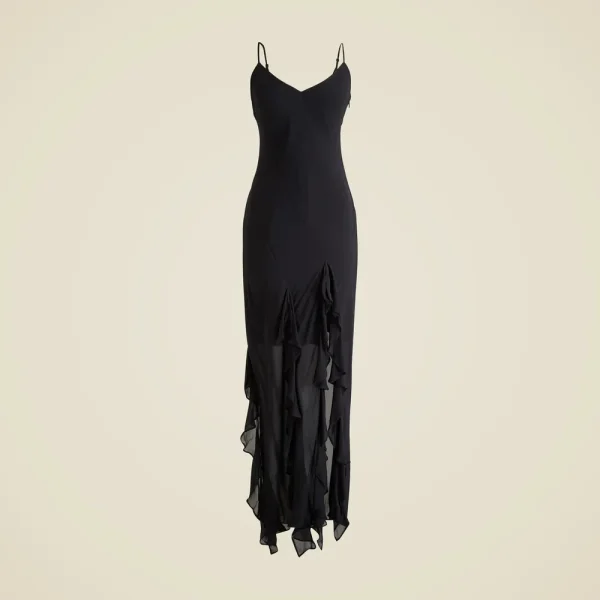 Ruffle slip dress in chiffon