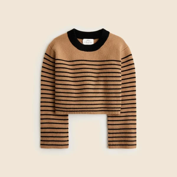 Spring Street ribbed cashmere crewneck sweater in stripe