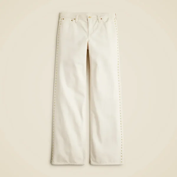 Studded lower-rise wide-leg jean in 1984 rigid
