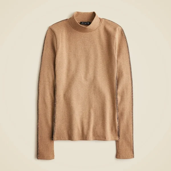 Premium rib turtleneck with whipstitch trim