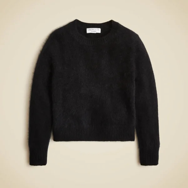 Girls’ brushed cashmere crewneck sweater
