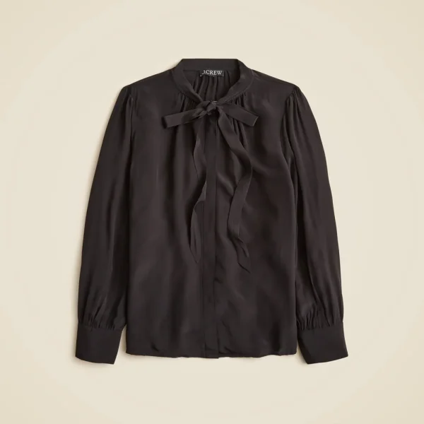 Tie-neck top in crepe de chine