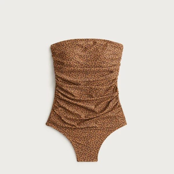 Gemma ruched bandeau one-piece in leopard print