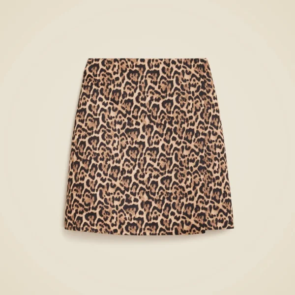 Leopard-print wrap skirt in duchesse satin
