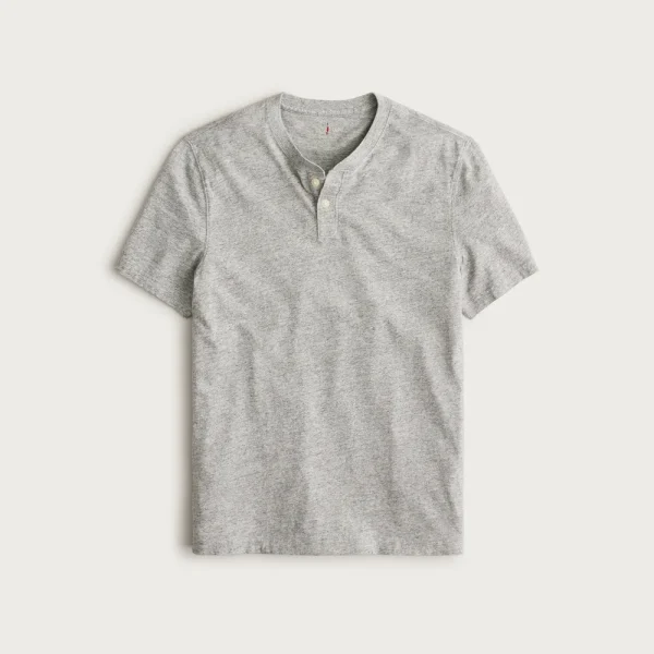 Short-sleeve vintage-wash cotton henley in stripe