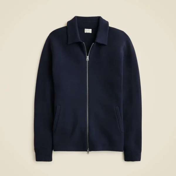 Cotton milano-stitch coach’s sweater-jacket
