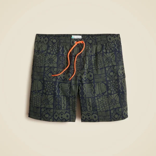 6” stretch swim trunk in print with ECONYL® nylon