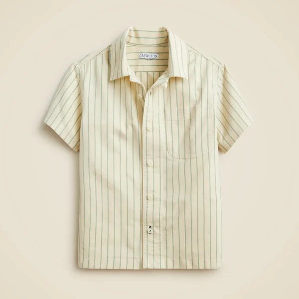 Kids’ short-sleeve oxford camp shirt in stripe