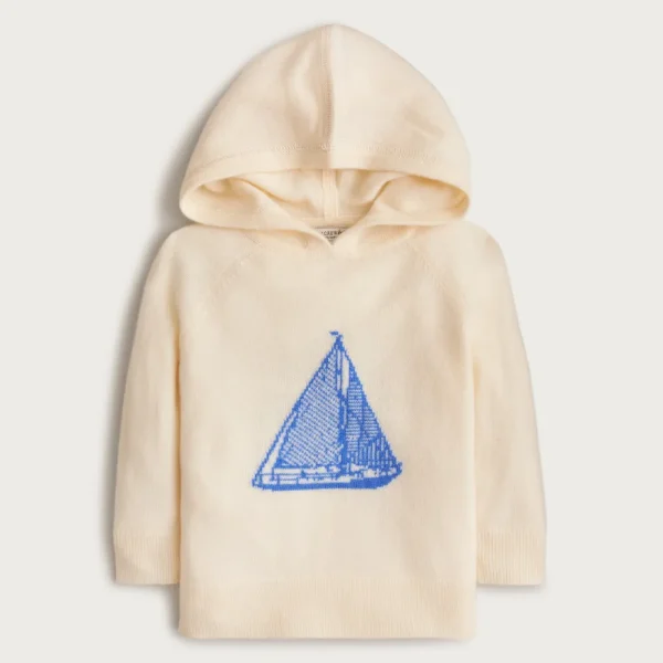 Limited-edition baby cashmere sailboat hooded sweater