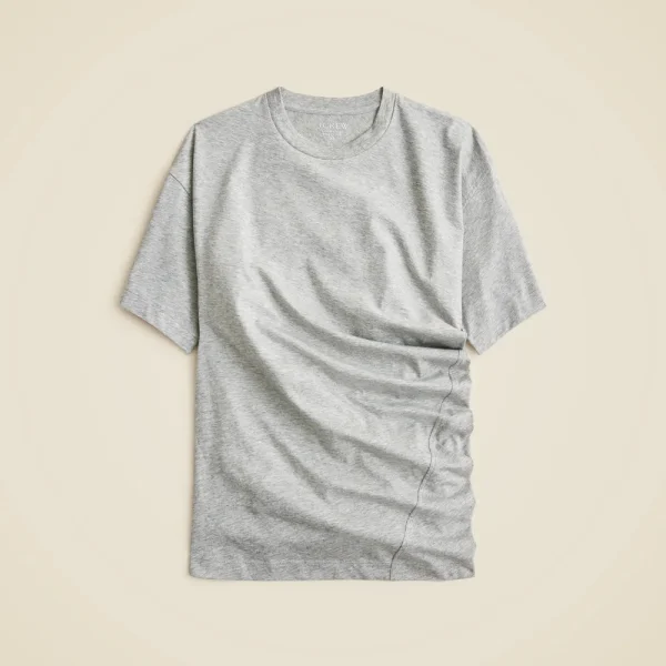 Pima cotton asymmetrical ruched T-shirt