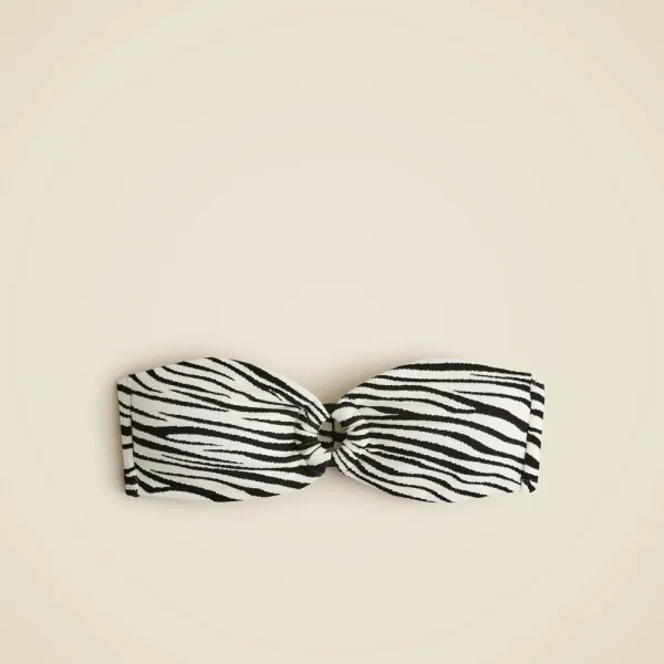Bandeau jacquard bikini top with O-ring