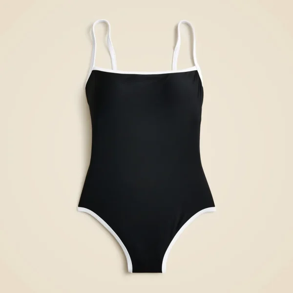 Contrast straight-neck one-piece