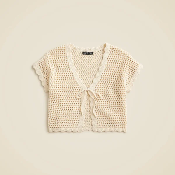 Crochet short-sleeve cardigan