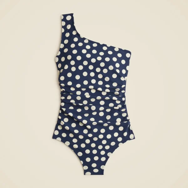 Ruched one-shoulder one-piece