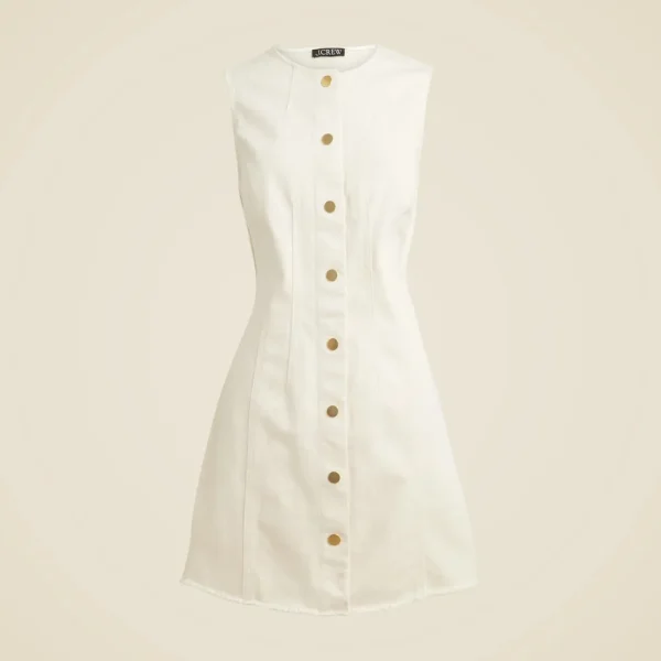 Seamed denim mini dress in ecru