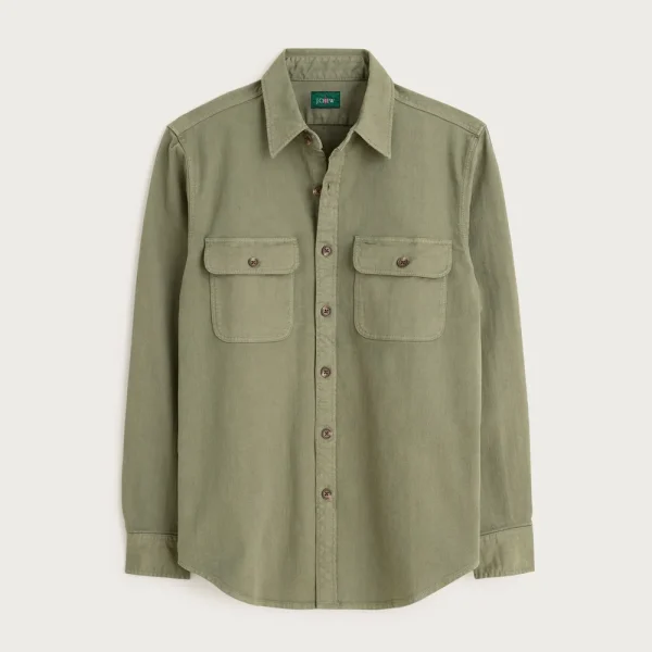 Garment-dyed twill overshirt