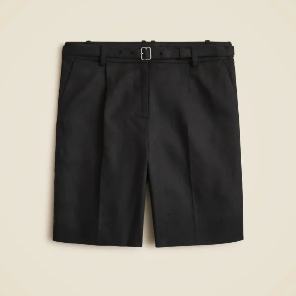 Pleated 9″ trouser short in stretch linen blend