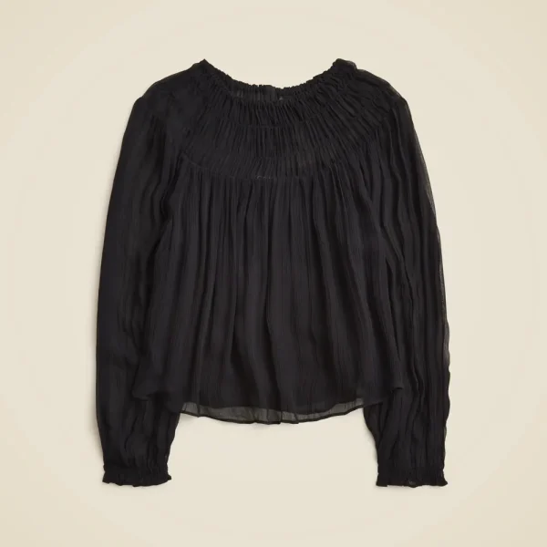 Drapey shirred top in crinkle cupro