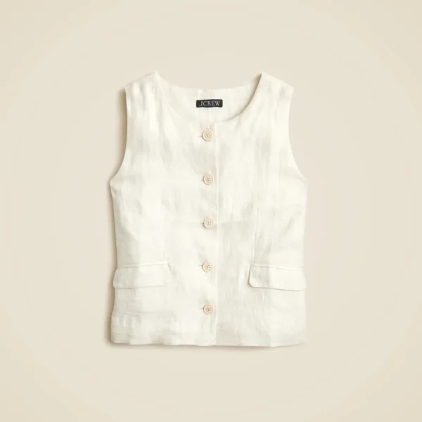Crewneck vest in linen