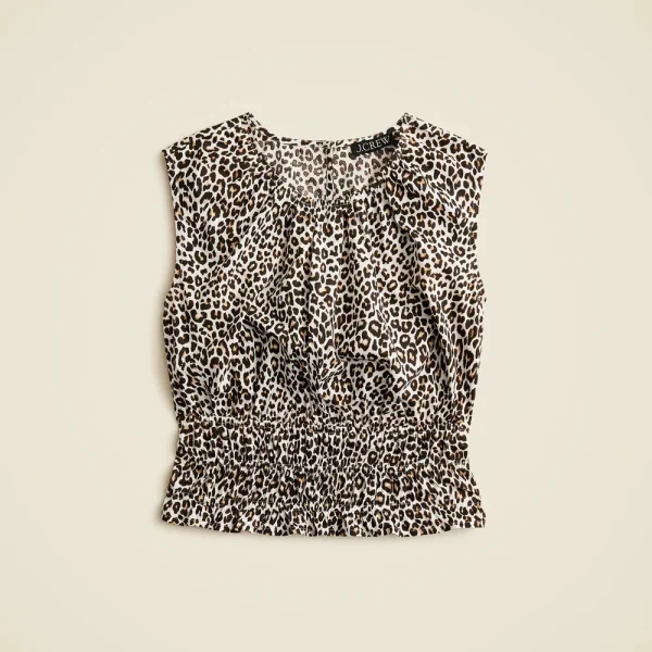 Hyacinth top in leopard cotton poplin